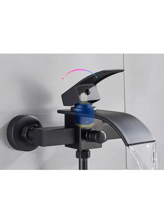 Naron Mixing Bathtub Shower Faucet Complete Set Black