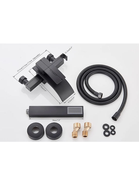 Naron Mixing Bathtub Shower Faucet Complete Set Black