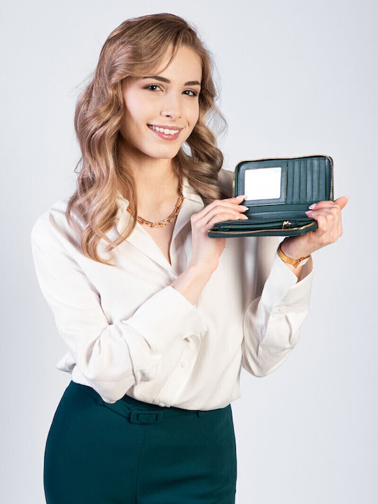 Groß Leder Damen Geldbörse Klassisch mit RFID Grün