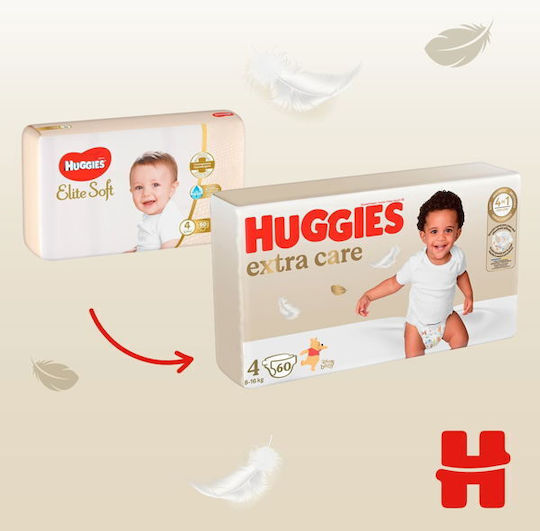 Huggies Tape Diapers Extra Care No. 4 for 8-16 kgkg 60pcs