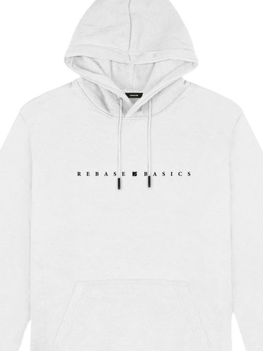 Rebase Men's Sweatshirt with Hood and Pockets White