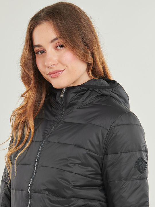 Roxy Women's Short Lifestyle Jacket for Spring or Autumn with Hood Black