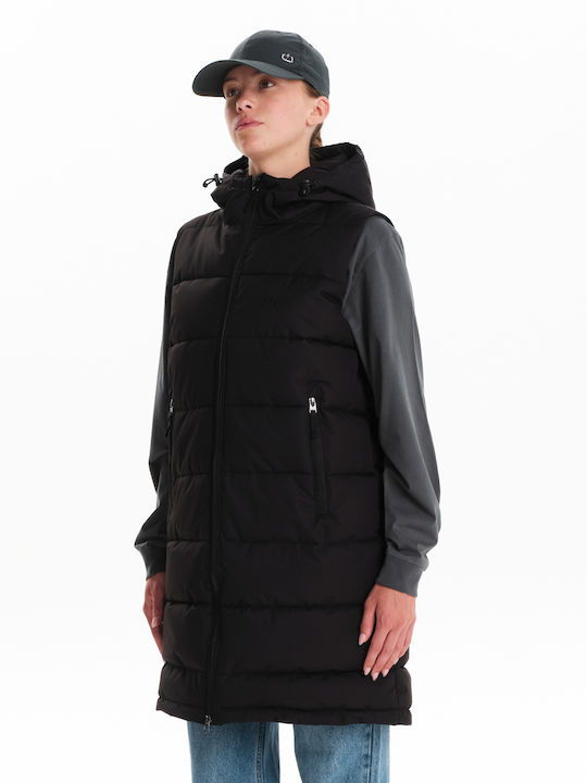 Women's Long Puffer Jacket for Winter with Hood Black