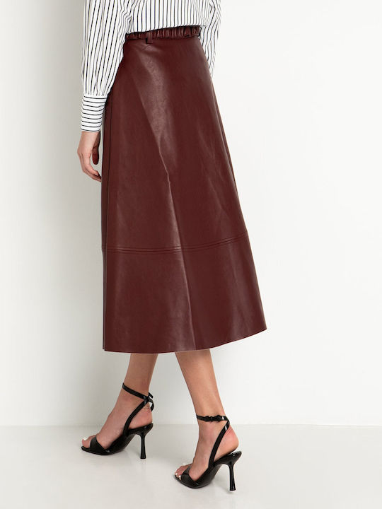 Toi&Moi Leather Skirt in Burgundy color