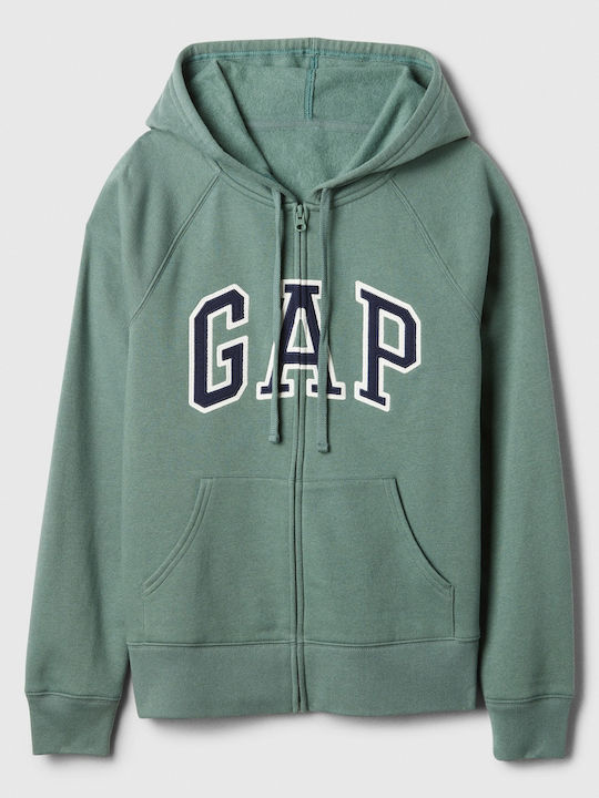 GAP Logo Women's Long Hooded Cardigan District Green