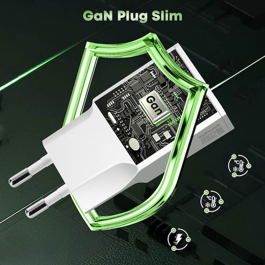 4Smarts Φορτιστής Χωρίς Καλώδιο GaN με Θύρα USB-A και Θύρα USB-C 20W Power Delivery / Quick Charge 2.0 Λευκός