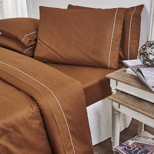 19V69 Παπλωματοθήκη Βαμβακερή Μονή 170x250 Arcobaleno Bello Chocolate Καφέ