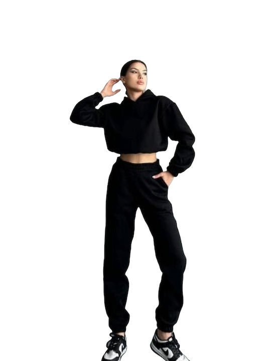 Collection Damen-Sweatpants-Set BLACK Vlies