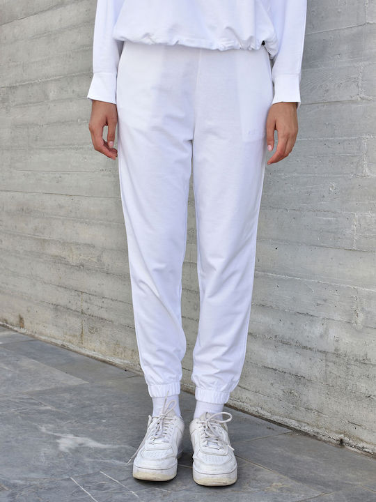 Tresor Pantaloni de trening pentru femei cu cauciuc white