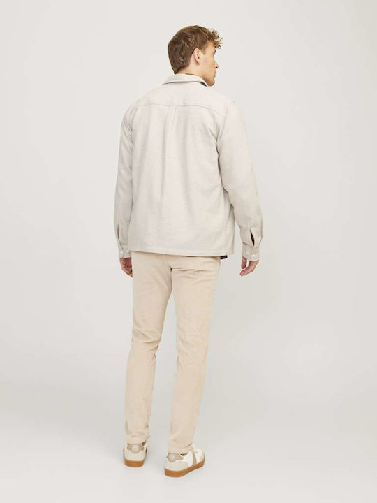 Jack & Jones Melange Ανδρικό Πουκάμισο Overshirt Μακρυμάνικo White