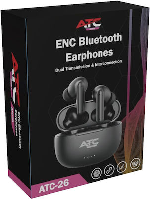 ATC ATC-26 ENC In-ear Bluetooth Handsfree Ακουστικά με Θήκη Φόρτισης Μαύρα