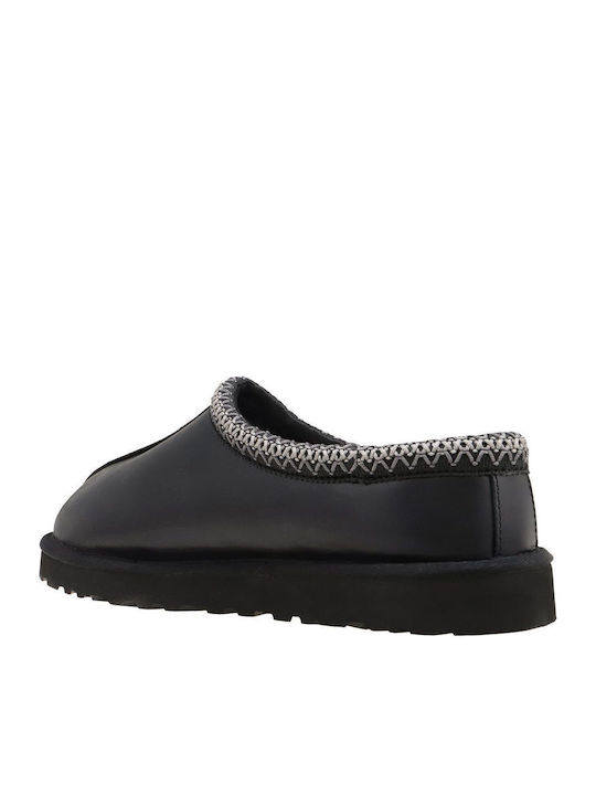 Tasman Men's Leather Slippers Black