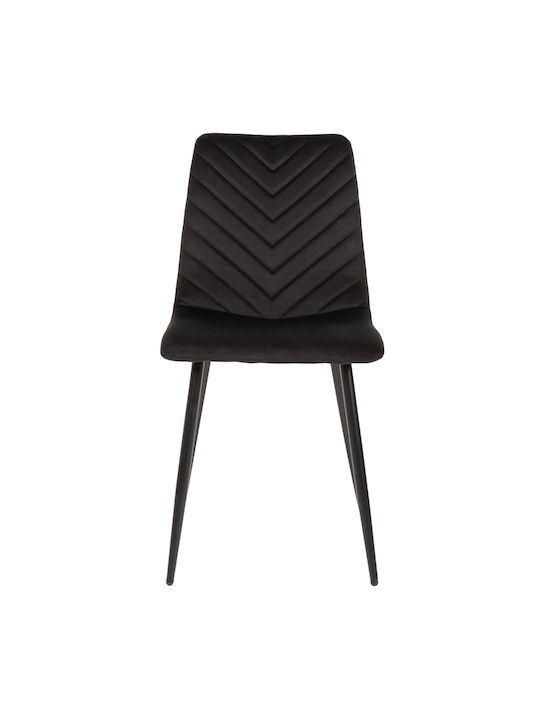 Latrell Dining Room Velvet Chair Black Velvet-Black Metal 43x54x88cm 4pcs