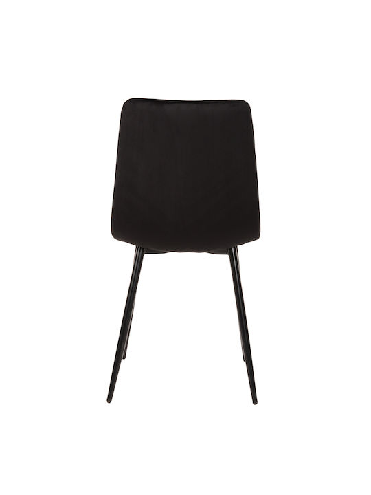 Latrell Dining Room Velvet Chair Black Velvet-Black Metal 43x54x88cm 4pcs