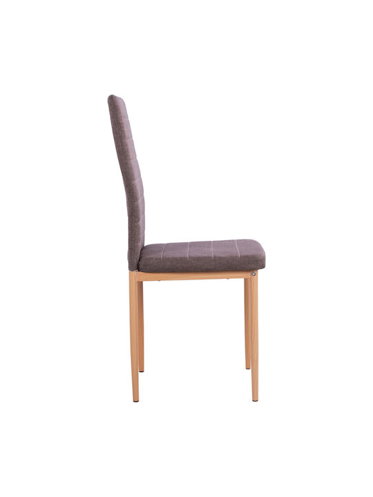 Lady Dining Chair with Fabric Upholstery Brown 40x48x95cm