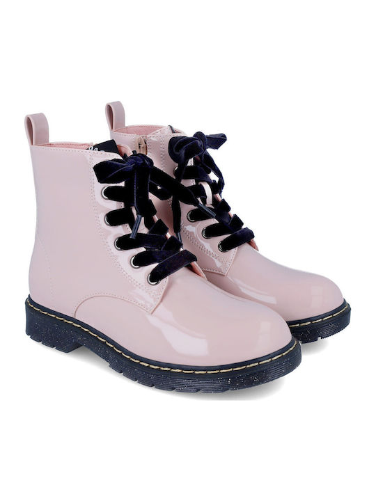 Kinderstiefel aus Lackleder mit Reißverschluss Rosa