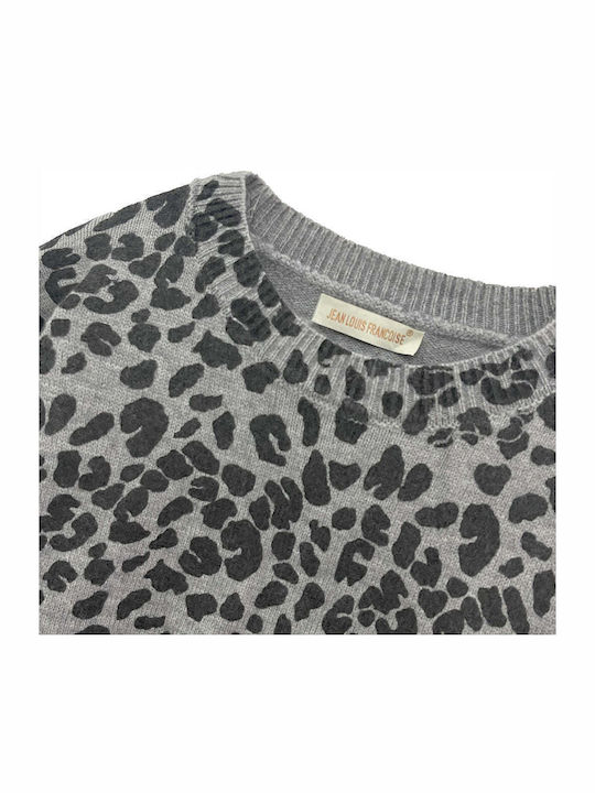 Damen Pullover Tierdruck Gray