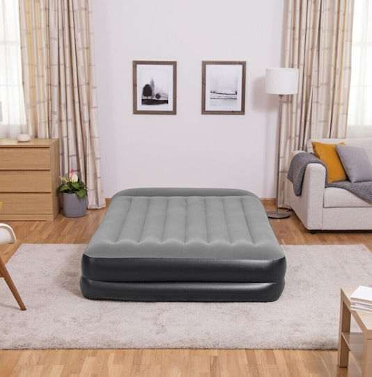 Bestway Inflatable Double Air Mattress with Integrated Electric Pump 203x152x46cm Grey