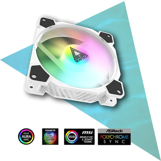 Montech Z3 Pro Case Fan 120mm 1500rpm with ARGB Lighting and 3-Pin / 4-Pin PWM Connection 3pcs White