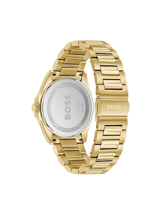 Hugo Boss Uhr Batterie mit Gold Metallarmband