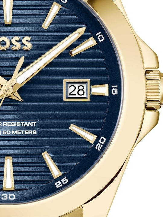 Boss Strike Men's Watch 41mm Battery with Gold Metal Bracelet