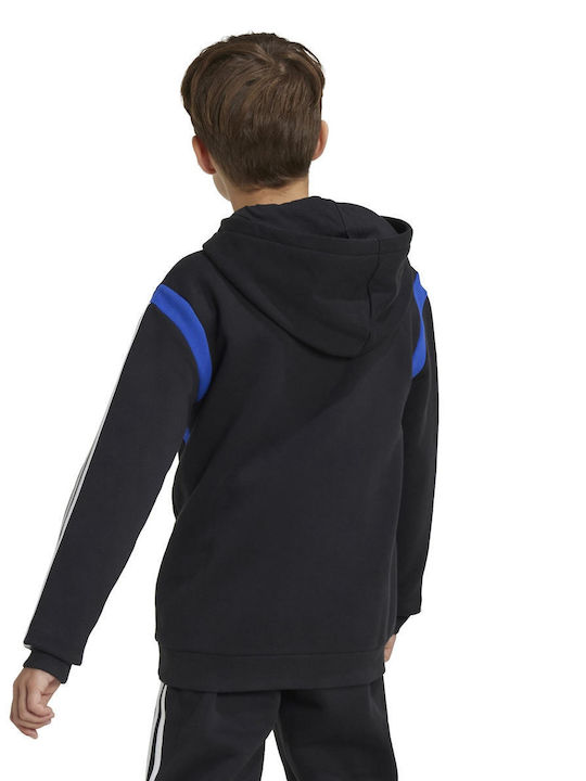 adidas Fleece Kids Sweatshirt with Hood Black Colorblock