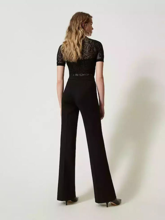 Twinset Femei Tesatura Pantaloni cu Croială Dreaptă Black