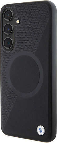 BMW Signature Leather Half Textured & Circle Magsafe Back Cover Πλαστικό / Δερμάτινο Μαύρο (Galaxy S24)
