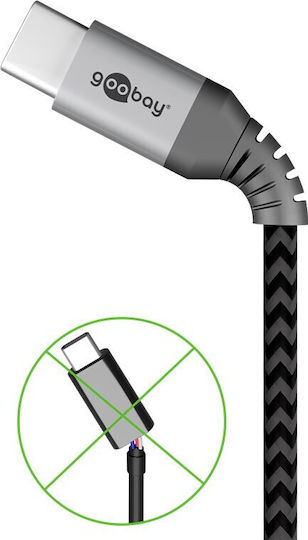 Goobay Braided USB 2.0 Cable USB-C male - USB-C 60W Γκρι 1m 49302