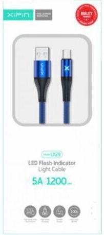 Xipin LX29 Braided USB 2.0 Cable USB-C male - USB-A Μπλε 1.2m