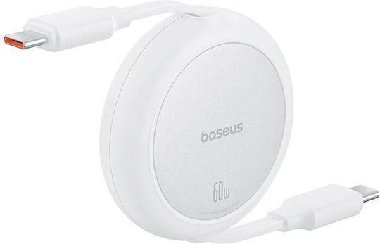 Baseus Mini Retractable USB 2.0 Cable USB-C male - USB-C 60W PD Λευκό 1m P10364500211-01