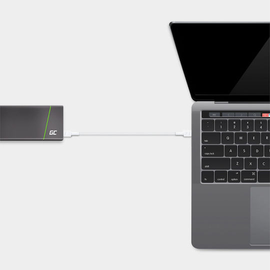 Green Cell Powerstream USB 2.0 Cable USB-C male - USB-C 60W Λευκό 2m