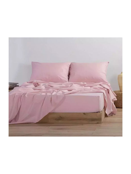 Nef-Nef Homeware Sheet Double with Elastic 140x200+30cm. Basic Pink