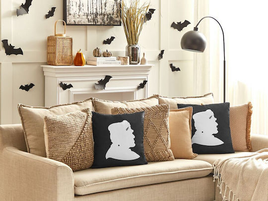 Beliani Sofa-Kissen aus Samt Schwarz Mit Weiß 45x45cm