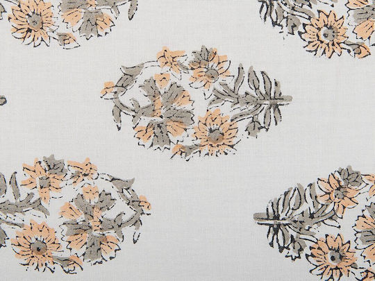 Beliani Sofa Cushion from 100% Cotton White and Orange 45x45 cm