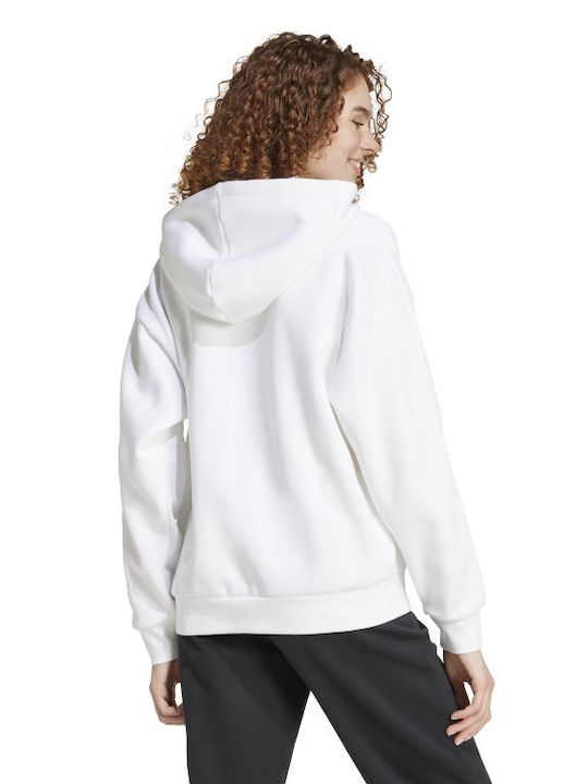 Adidas Holiday Graphic 3-stripes Women's Long Hooded Sweatshirt White