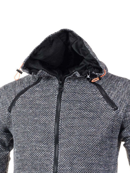 5Evenstar Men's Hooded Cardigan with Zipper Gray