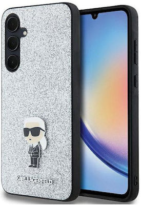 Karl Lagerfeld Fixed Glitter Choupette Back Cover Silicone / Plastic Durable Silver (Galaxy A55)