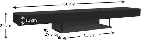 TV Stand Albares with LED Lighting Black L150xD29.6xH22cm