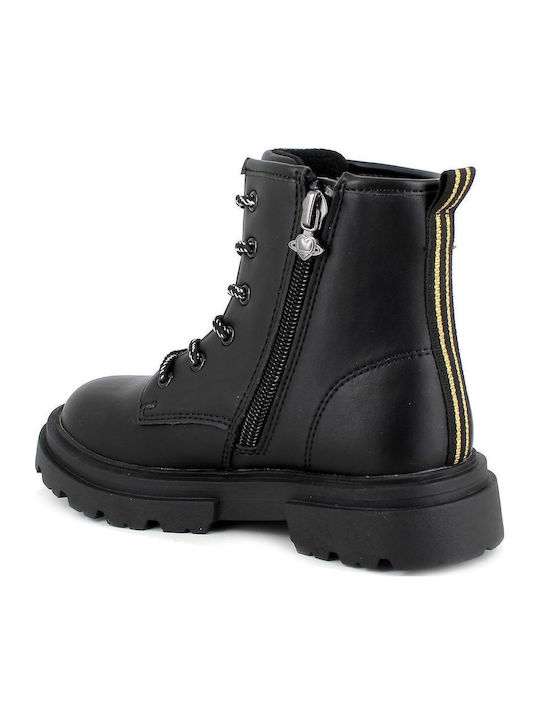 Anatomisch Lederne Kinderstiefel mit Reißverschluss Schwarz