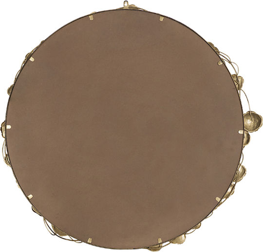 Artekko Leaf Wall Mirror with Gold Metallic Frame Diameter 90cm 1pcs