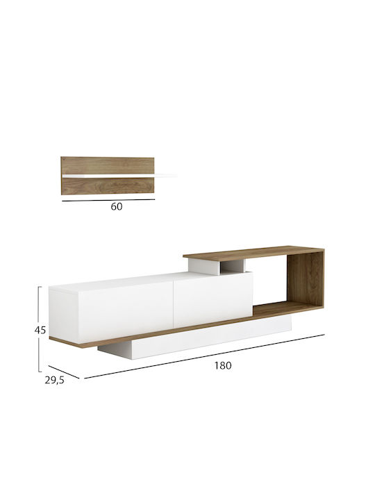 Животно помещение ТВ единица Garcelle Естествено-бял Д180xШ29cm