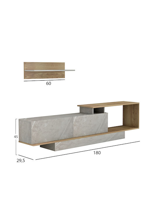 Wohnzimmer TV-Einheit Garcelle Natural-stone Texture L180xB29cm