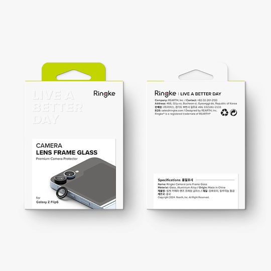 Ringke Προστασία Κάμερας Tempered Glass Μαύρο για το Galaxy Z Flip6 / Z Flip7 FE