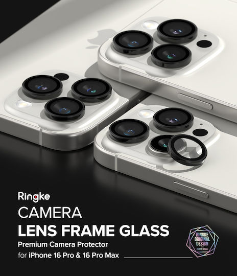Ringke Frame Protector Kameraschutz Gehärtetes Glas Black für das iPhone 16 Pro, iPhone 16 Pro Max