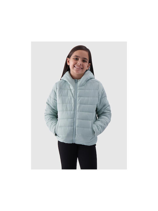 4F Kids Quilted Jacket with Hood Turquoise