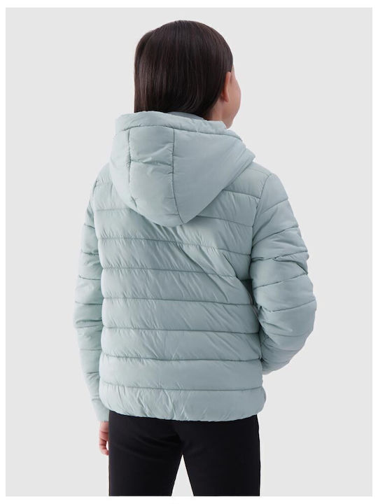 Kids' Quilted Jacket with Hood Turquoise