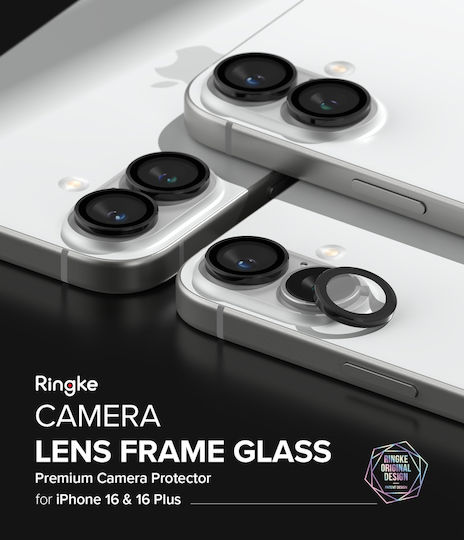Ringke Frame Protector Προστασία Κάμερας Tempered Glass Μαύρο για το iPhone 16, iPhone 16 Plus