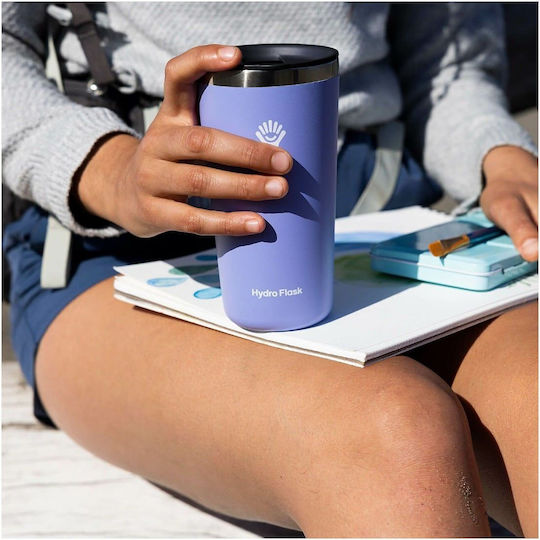 Hydro Flask All Around Tumbler Ποτήρι Θερμός Ανοξείδωτο BPA Free 473ml Black με Καλαμάκι