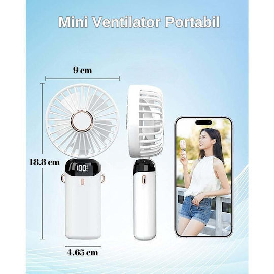 Ventilator De Mână USB Pliabil Alb